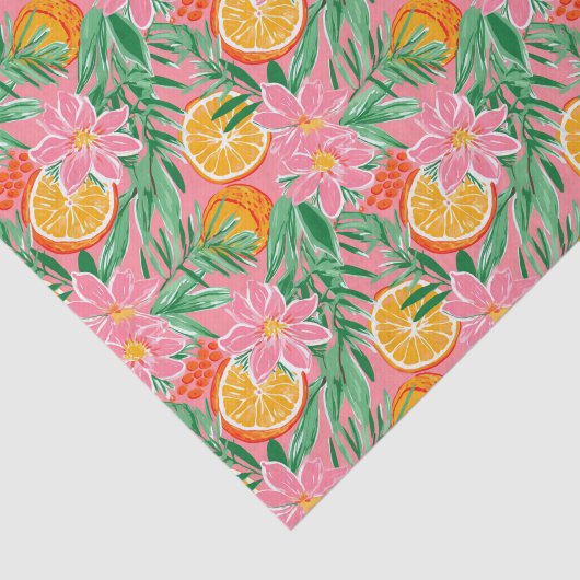 Preppy Palm Beach Tropische Sinaasappels Patroon Tissuepapier (Detail)