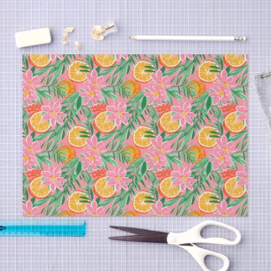Preppy Palm Beach Tropische Sinaasappels Patroon Tissuepapier (Craft)