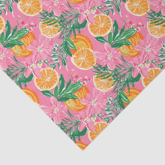 Preppy Palm Beach Tropische Sinaasappels Patroon Tissuepapier (Detail)