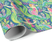 Preppy Palm Beach tropische zeemeerminnen patroon Cadeaupapier (Rol Hoek)