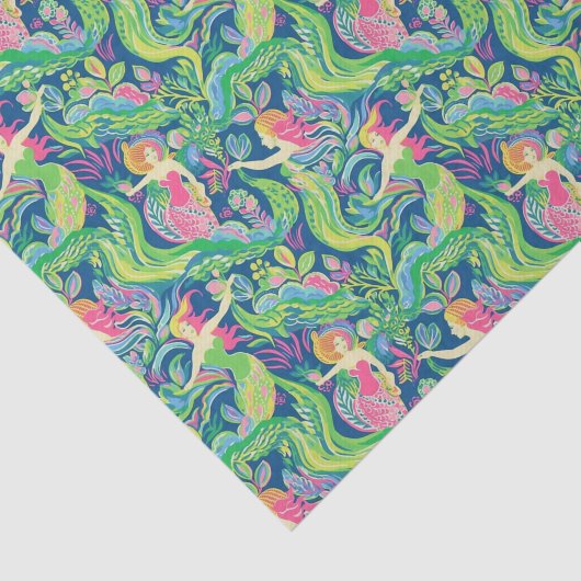 Preppy Palm Beach tropische zeemeerminnen patroon Tissuepapier (Detail)