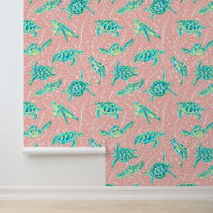 Preppy Palm Beach zwemschildpadden Behang