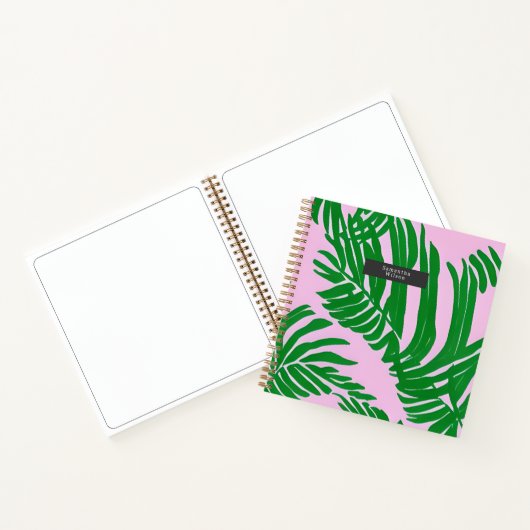 Preppy Palm blaast roze en groen Notitieboek (Binnen)