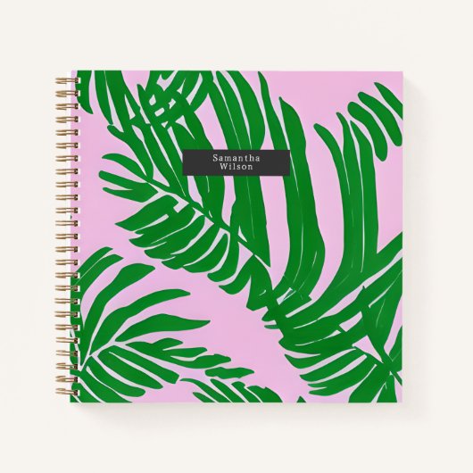 Preppy Palm blaast roze en groen Notitieboek (Voorkant)