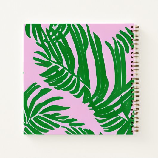 Preppy Palm blaast roze en groen Notitieboek (Achterkant)