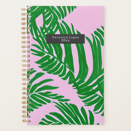 Preppy Palm blaast roze en groen Planner (Voorkant)