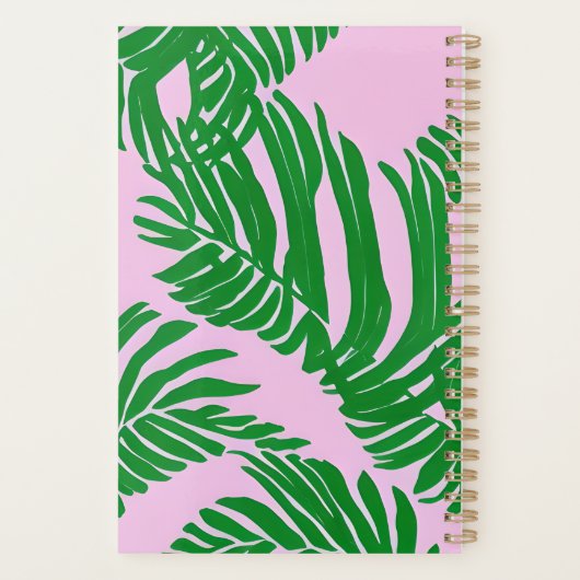 Preppy Palm blaast roze en groen Planner (Achterkant)