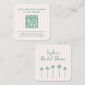 Preppy Palm Springs Bruiloft QR Code RSVP Informatiekaartje (Voorkant / Achterkant)
