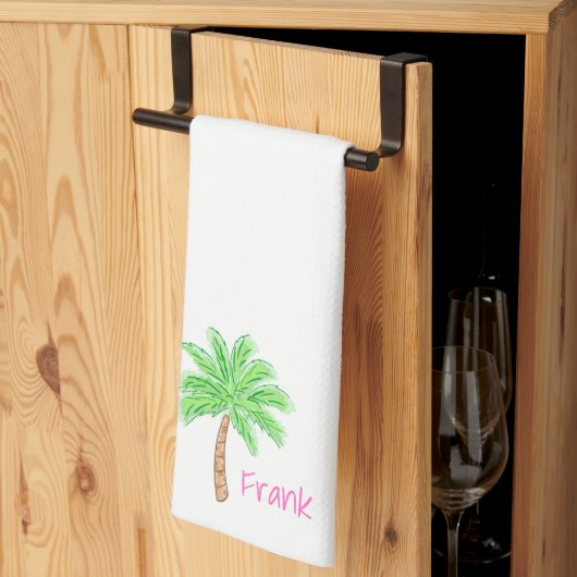 Preppy Palm Tree gepersonaliseerd Theedoek (Derde Gevouwen)