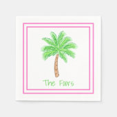 Preppy Palm Tree Gepersonaliseerde Rand Servet (Voorkant)