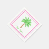 Preppy Palm Tree Gepersonaliseerde Rand Servet (Hoek)
