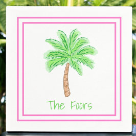 Preppy Palm Tree Gepersonaliseerde Rand Servet
