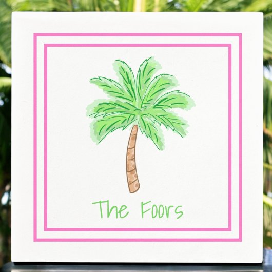 Preppy Palm Tree Gepersonaliseerde Rand Servet