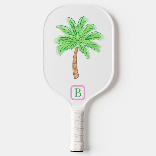 Preppy Palm Tree Monogram Carbon Fiber Pickleb Pickleball Paddle (Achterkant)