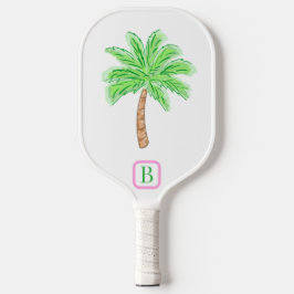 Preppy Palm Tree Monogram Carbon Fiber Pickleb Pickleball Paddle