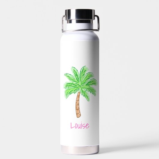 Preppy Palm Tree Personalized  Waterfles (Achterkant)