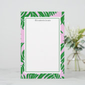 Preppy Palm Tree Roze + Groen Briefpapier (Staand voorkant)