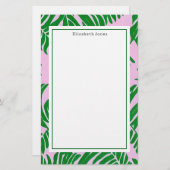 Preppy Palm Tree Roze + Groen Briefpapier (Voorkant / Achterkant)