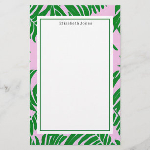 Preppy Palm Tree Roze + Groen Briefpapier