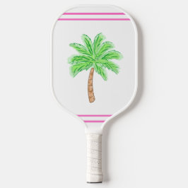 Preppy Palm Tree Roze Strepen Pickleball Paddle