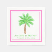 Preppy Palm Tree Tropische bruiloft Servet (Voorkant)
