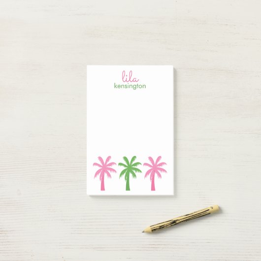 Preppy Palm Trees Gepersonaliseerde Post-it Notiti Post-it® Notes (Op bureau)