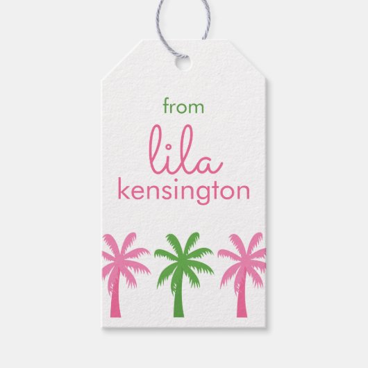 Preppy Palm Trees Personalized Gift Labels Cadeaulabel (Voorkant)
