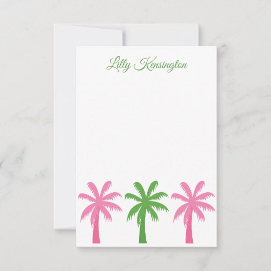 Preppy Palm Trees Persoonlijke Nota Kaarten (Voorkant)