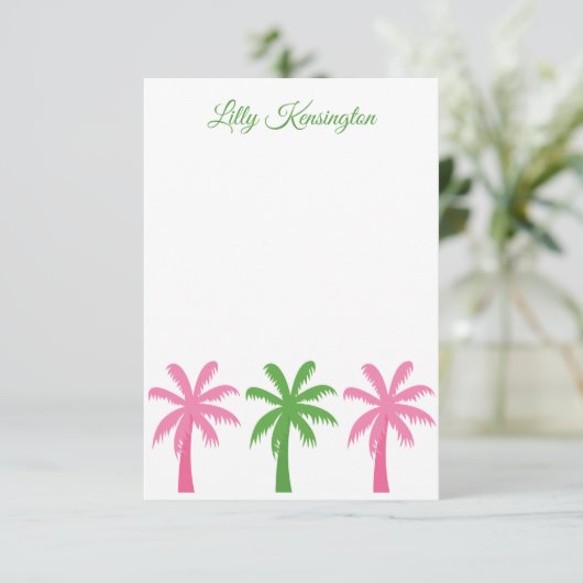 Preppy Palm Trees Persoonlijke Nota Kaarten (Staand voorkant)
