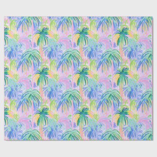 Preppy Palm Trees Wrapping Paper Cadeaupapier (Vlak)