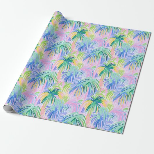Preppy Palm Trees Wrapping Paper Cadeaupapier (Uitgerold)