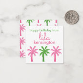 Preppy palmbomen gepersonaliseerde geschenkbijlage notitiekaartje (Voorkant / Achterkant in situ)