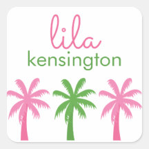Preppy palmbomen gepersonaliseerde Stickers