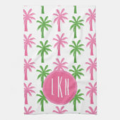 Preppy palmbomen monogram keukenhanddoek (Verticaal)