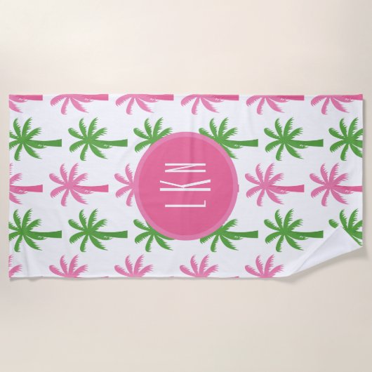 Preppy palmbomen monogram strandlaken (Voorkant)