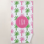 Preppy palmbomen monogram strandlaken (Voorkant)