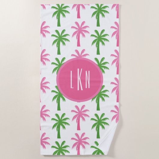 Preppy palmbomen monogram strandlaken (Voorkant)