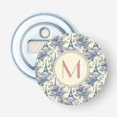Preppy Parijse toiletmonogram Button Flesopener (Voorkant)