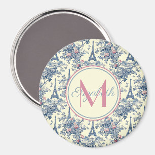 Preppy Parijse toiletmonogram Magneet
