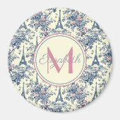 Preppy Parijse toiletmonogram Magneet (Voorkant)