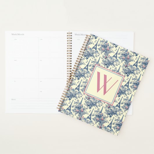 Preppy Parijse toiletmonogram Planner (Display)
