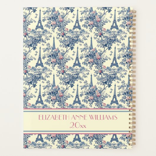 Preppy Parijse toiletmonogram Planner (Achterkant)