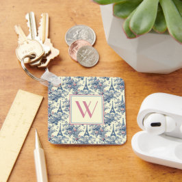 Preppy Parijse toiletmonogram Sleutelhanger