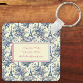 Preppy Parijse toiletmonogram Sleutelhanger (Achterkant)