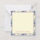 Preppy Paris Toile Roze en Blauw Gepersonaliseerd Notitiekaartje (Voorkant)