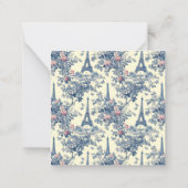 Preppy Paris Toile Roze en Blauw Gepersonaliseerd Notitiekaartje (Achterkant)