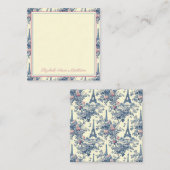 Preppy Paris Toile Roze en Blauw Gepersonaliseerd Notitiekaartje (Voorkant / Achterkant)