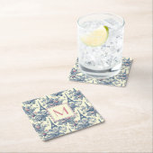 Preppy Paris Toile Roze en Blauw Monogram Kartonnen Onderzetters (Insitu)