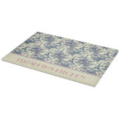 Preppy Paris Toile Roze en Blauw Monogram Snijplank (Hoek)