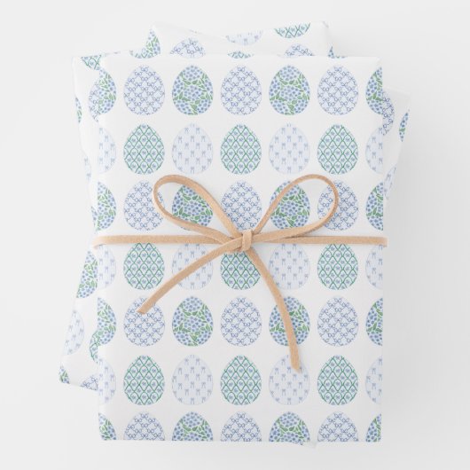 Preppy Pasen Blauw en Groen Hortensia Bow Trellis Inpakpapier Vel (In situ)